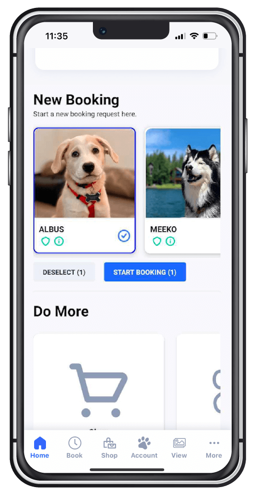 Gingr, a mobile app designed to schedule appointments with a Baton Rouge pet resort.