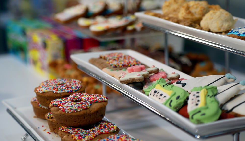 A spread of pet treatments from Royal Treatment's pet bakery, another pet grooming service in Baton Rouge they provide.